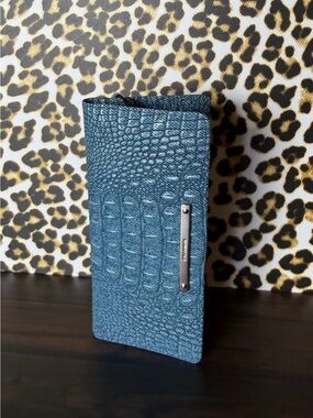 Brahmin Ady Wallet Denim Secour Assorted Blue Soft Leather NWT SUPER CUTE